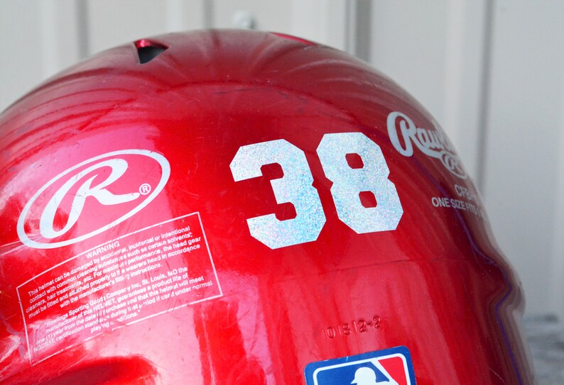 Custom Glitter Helmet Number Decal Glitter Baseball Helmet Etsy