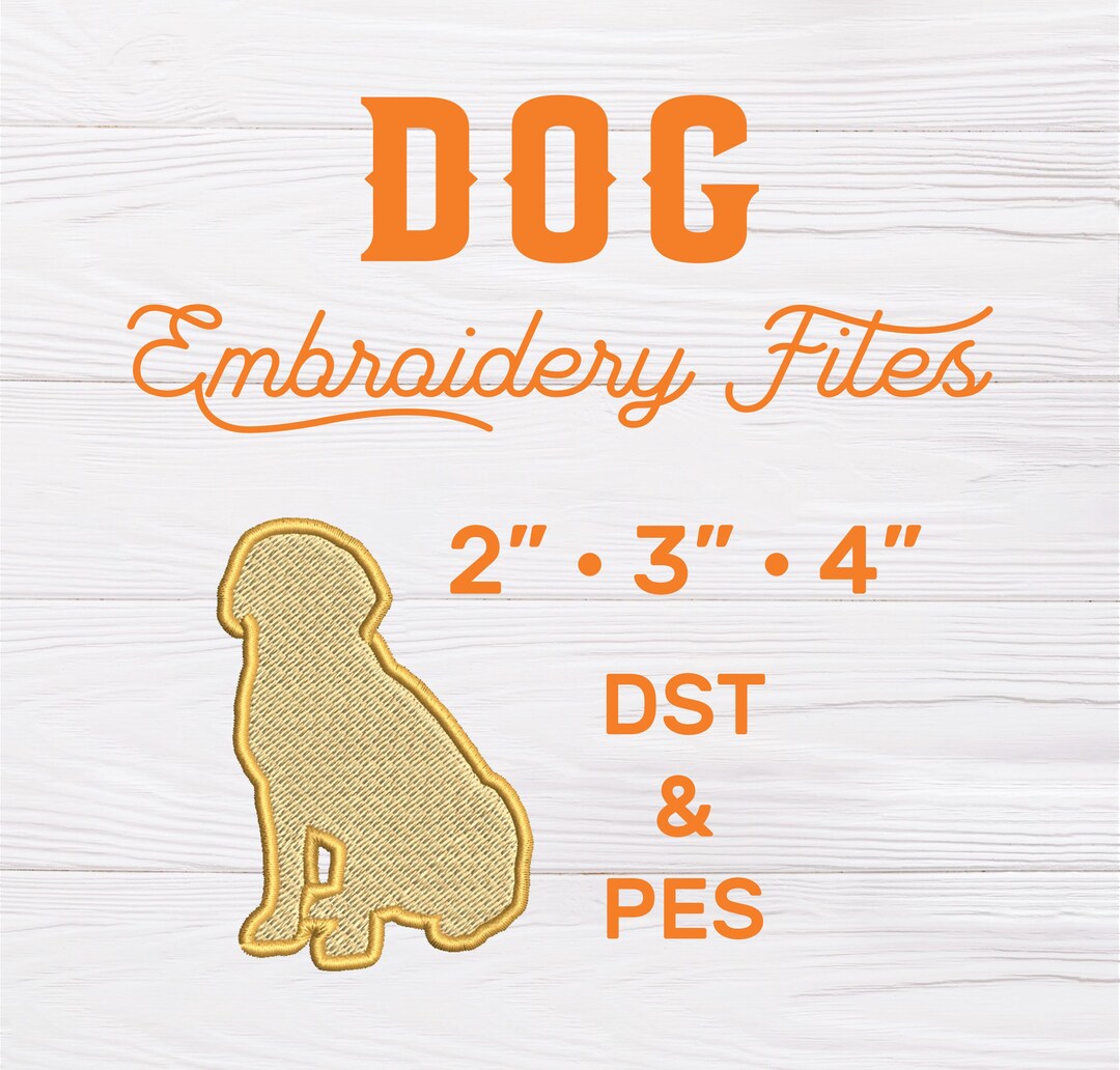 DST & PES Files | Dog Embroidery File With Fill Stitches, Golden ...