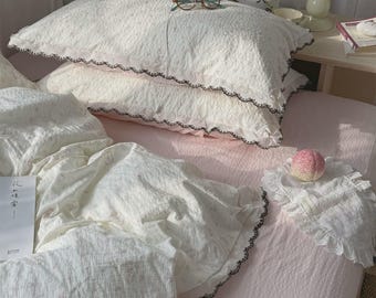 Coquette Rose Bedding Set, Cute Pink Floral Duvet Cover, Girly Bedroom Decor, Soft Twin Bedding Set, Cottagecore Dorm Room Bedding