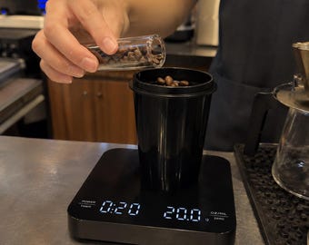 Digitale koffieweegschaal met timer, USB oplaadbare espressobarista-brouwweegschaal