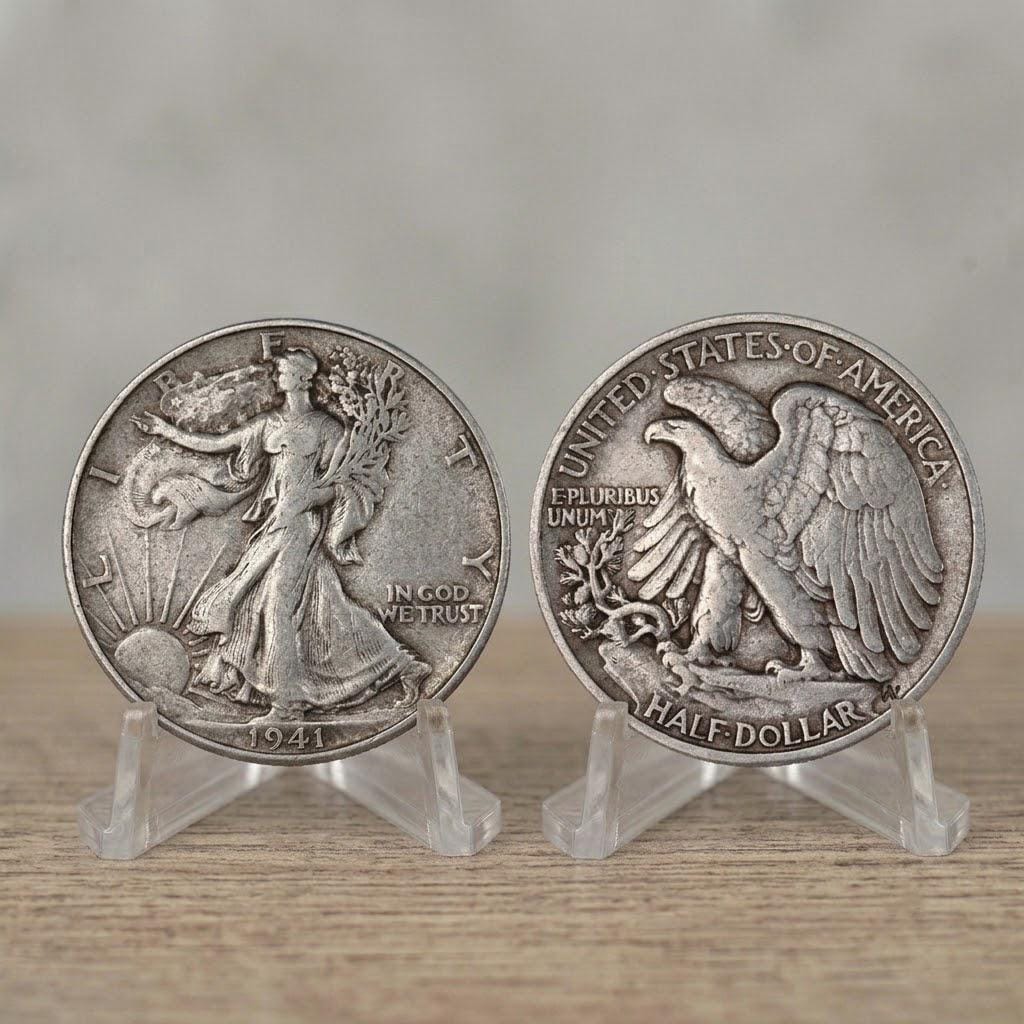 1945 silver walking liberty half dollar coin - Etsy 日本