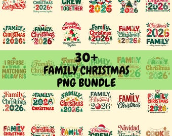 Familienweihnachten 2026 PNG-Bundle | Grafiken mit Weihnachtserinnerungen | Passende T-Shirt-Designs