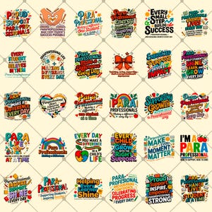 Paraprofessional PNG Bundle | Teacher Appreciation Sublimation Designs | Kindergarten & Classroom Staff Graphics