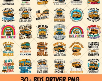 Pack PNG de chauffeur de bus scolaire | Citations humoristiques sur les transports | Modèles de t-shirts