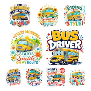 School Bus Driver PNG Bundle | Route Rider Designs | Transportation Shirt Graphics