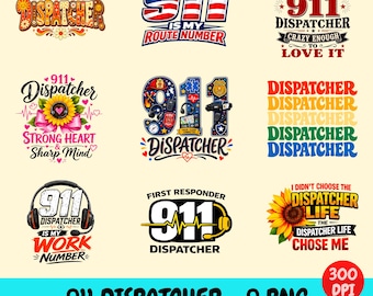 Paquete de imágenes PNG para operadores del 911 / Gráficos de respuesta a emergencias / Diseños de camisetas para personal de primera intervención
