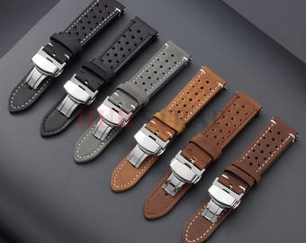 Vintage Racing Leather Watch Strap 18mm 19mm 20mm 21mm 22mm 24mm Quick Release Watch Band!!