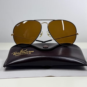 Vintage BL Ray-Ban Flying Colors Aviator 62/14 Svartguld Arista B-15 Driving Series Solglasögon med Fodral Bausch & Lomb USA - Nyskick