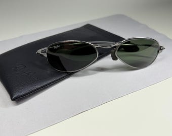 Vintage Ray Ban Orbs Prophecy W2576 B&L USA 90s | Matte Silver Metal Oval Wrap Around Sport Sunglasses Bausch Lomb G15 Lens | Unisex