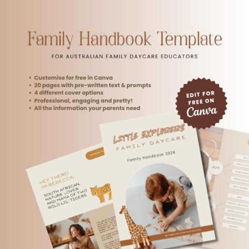 Family Daycare Handbook Template - Etsy