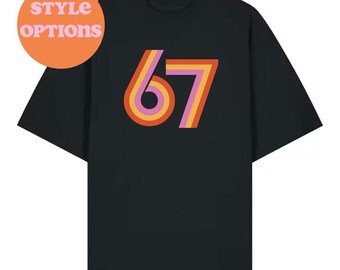 Nachhaltige SIX SEVEN tiktok meme Übergroßes schwarzes T-Shirt aus Bio-Baumwolle | Umweltfreundliches Top