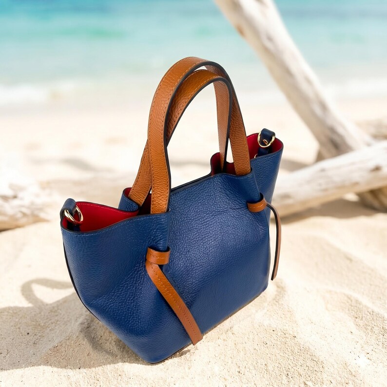 Italian Leather Mini Tote + FREE Safety Alarm | Made in Tuscany image 8