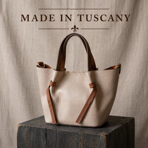 Ita Bag Beige Leather Mini Tote — Made in Italy | Luxury Italian Handmade Bag