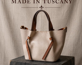 Ita Bag Beige Lederen Mini Tote — Gemaakt in Italië | Luxe handgemaakte Italiaanse tas