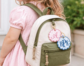 Embroidered Custom Name Monogram Tag Bag, Personalized Backpack Accessory, Backpack Name Tag Bag for Kids, Back To School Gift