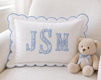 Personalized Embroidered Monogram Pillow Cover, Custom Name Nursery Decor Cushion, Baby Room Decor, Dorm Room Pillow, Slumber Party Gift