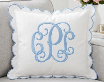 Embroidered Custom Monogram Pillow Cover, Personalized Nursery Decor Cushion, Baby Room Decor, Dorm Room Pillow, Slumber Party Gift