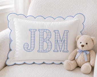 Personalized Embroidered Monogram Pillow Cover, Custom Name Nursery Decor Cushion, Baby Room Decor, Dorm Room Pillow, Slumber Party Gift