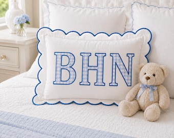 Personalized Embroidered Monogram Pillow Cover, Custom Name Nursery Decor Cushion, Baby Room Decor, Dorm Room Pillow, Custom Baby Gift