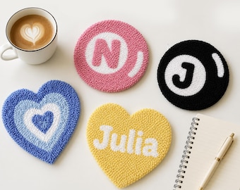 Custom Hand Embroidered Mug Rug Coaster and Keychain, Handmade Coaster Floral Decor, Gift For Her, Custom Hand Embroidery Keychain