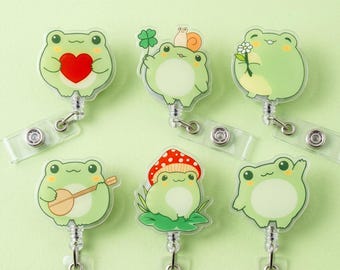 Kawaii kikker badgehaspel, intrekbare ID-houder voor verpleegkundige, grappige leraar ID-badgehouder, leuke acryl badgeclip, cadeau medisch student