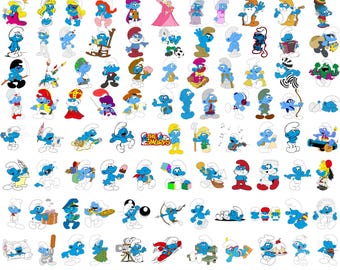 Über 200 Schlümpfe-SVG-Dateien, niedliches Cartoon-Figuren-Bundle, Geburtstagsdeko, Cricut-Schneidevorlagen, sofortiger digitaler Download