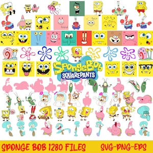 May include: A collection of digital illustrations featuring SpongeBob SquarePants characters including SpongeBob, Patrick, Squidward, Mr. Krabs, Sandy, and Plankton in various poses and expressions, with the SpongeBob SquarePants logo and text at the bottom.
