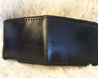 Leather Wallet, Black on Black, Pig skin lined