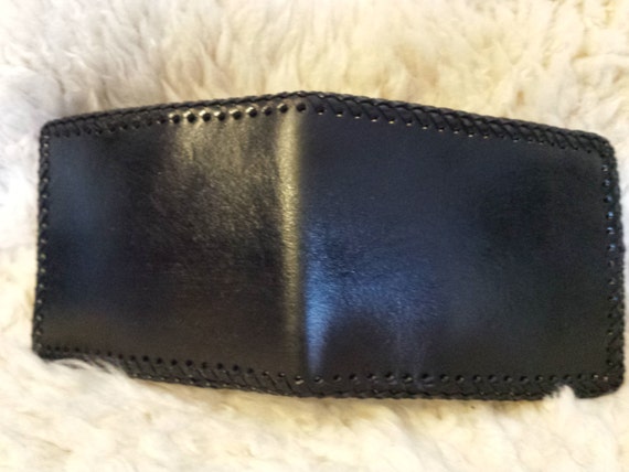 Leather Wallet Black On Black Pig Skin Lined Etsy