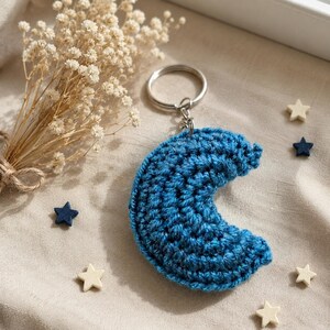 Crescent Moon Keychain Crochet Pattern (PDF Download) – Beginner Friendly Step-by-Step Instructions