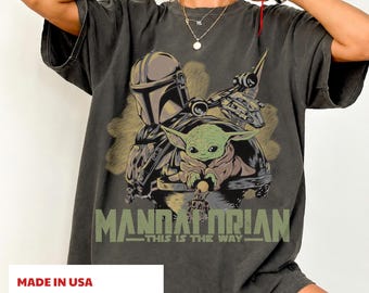 Vintage Star Wars Mandalorian And Grogu T-Shirt, Grogu This Is The Way Comfort Colors T-Shirt, Gift for Star Wars Fans