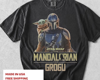 Grogu Mandalorian T-Shirt, Vintage Grogu Star Wars Graphic Tee, Retro Grogu TShirt, 90s Style Star Wars