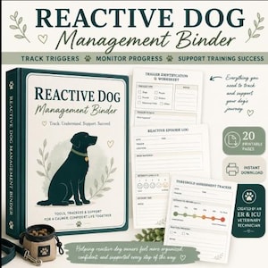 Reactive Dog Management Binder | Dog Behavior Tracker | Training Planner | Printable PDF | Fillable Digital Download