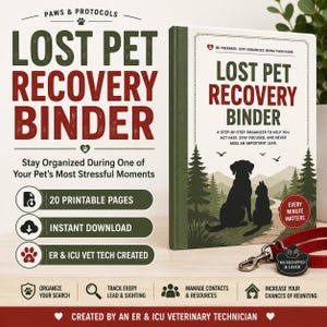 Lost Pet Recovery Binder Printable | Missing Dog & Cat Search Organizer | Pet Emergency Planner PDF | Instant Download