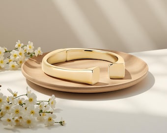 Bracelet jonc de forme carrée, argent hypoallergénique fait main, cadeau délicat pour elle, unode 50