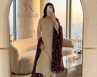 Pakistani Salwar Kameez Suit Set with dupatta for womens, Indian Outfit suit, Partywear Outfits, Kurta kurti suit 3pcs