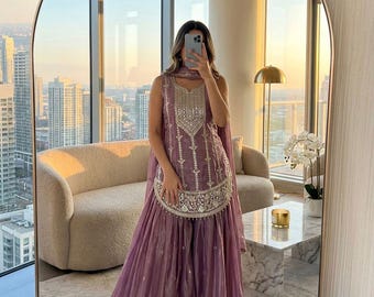 Latest Embroidery Work Salwar Kameez Suit Set With Dupatta For Womens, Pink Kurti Suit, Pakistani Dresses, Ethnic Wear