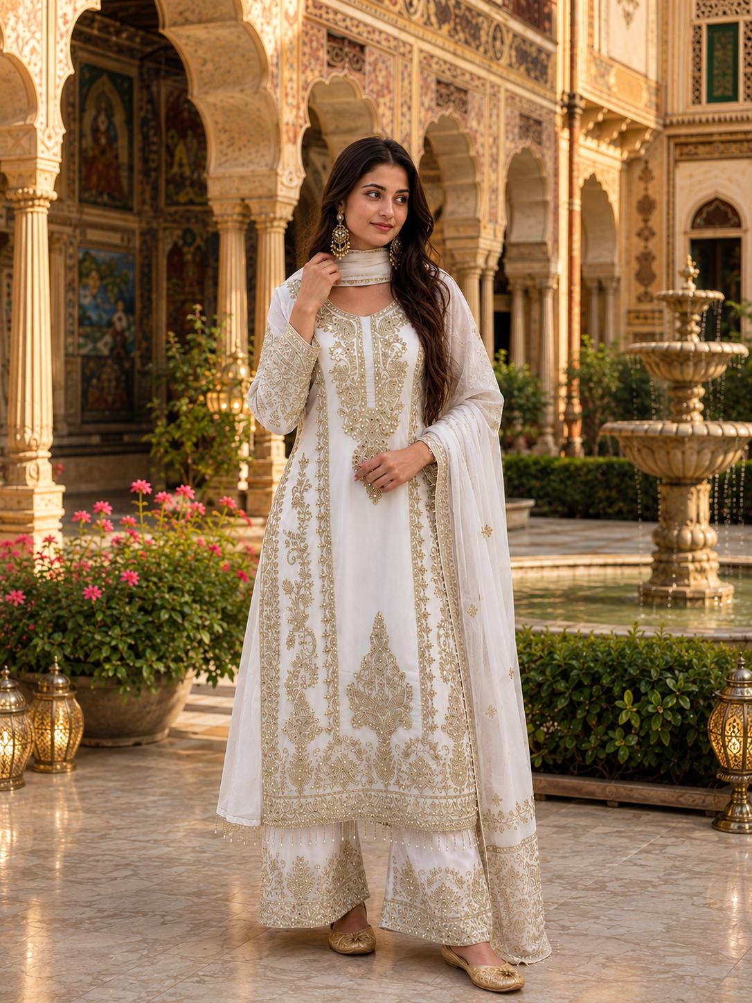 white and gold wedding dress indian simple white and gold lehenga
