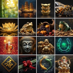Abundance Prosperity Desktop Wallpapers | Feng Shui Gold, Money Frog, Caishen, Pixiu (Digital Download)