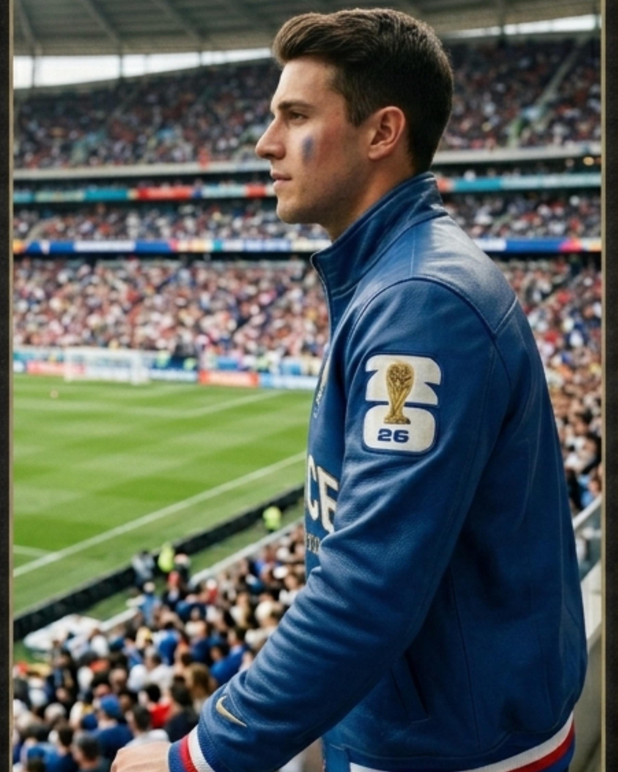 France FIFA World Cup 2026 Bomber Jacket | Blue Faux Leather
