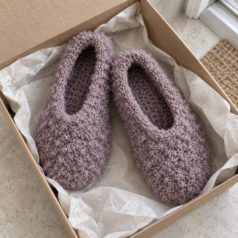 Crochet Slippers Pattern Boucle House Shoes PDF With EU/US Size ...