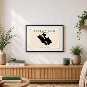 Fermanagh Rustic Silhouette, Irish County Wall Art, Fear Manach Printable Map