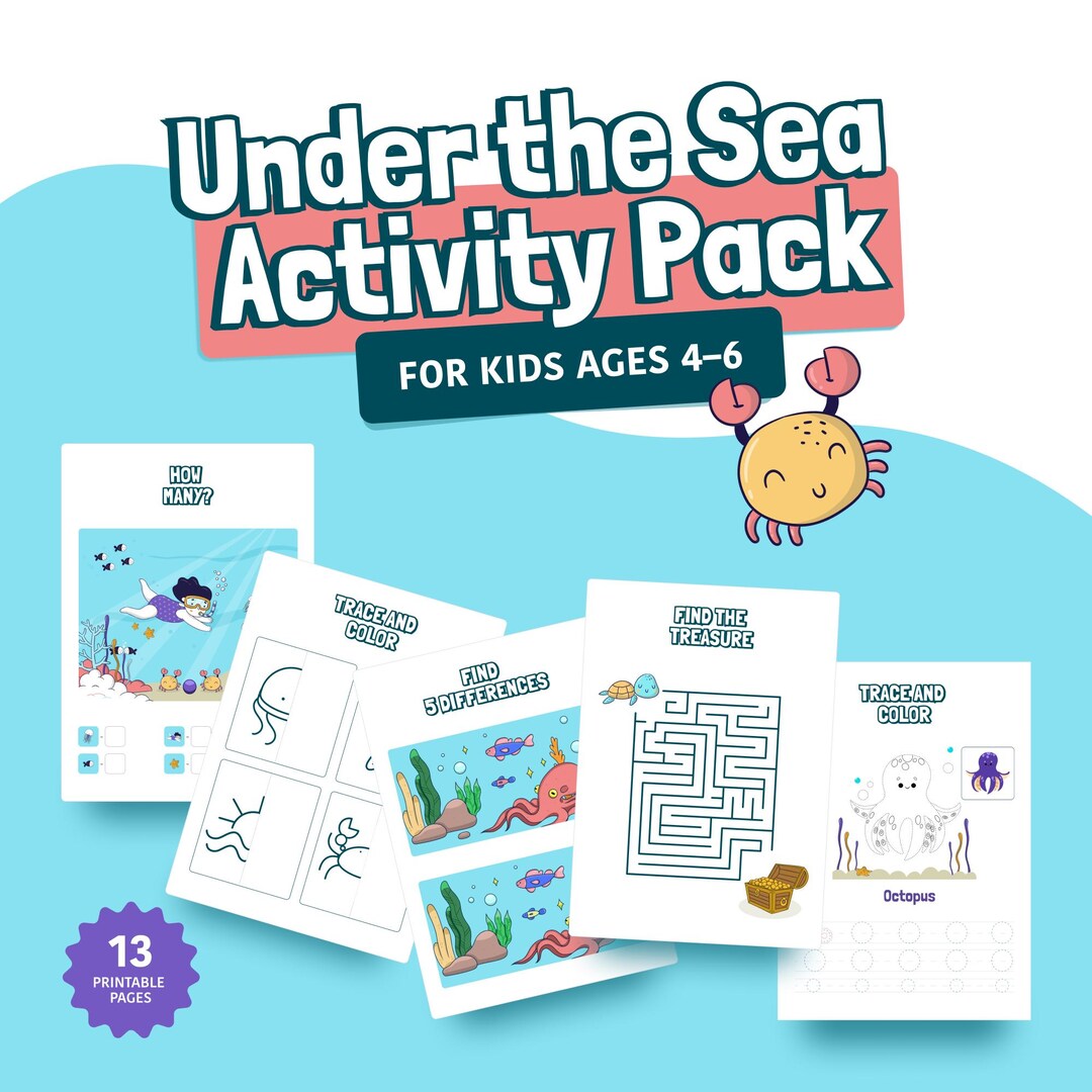 Under the Sea Activity Pack for Kids Ages 4–6 | Printable Preschool ...