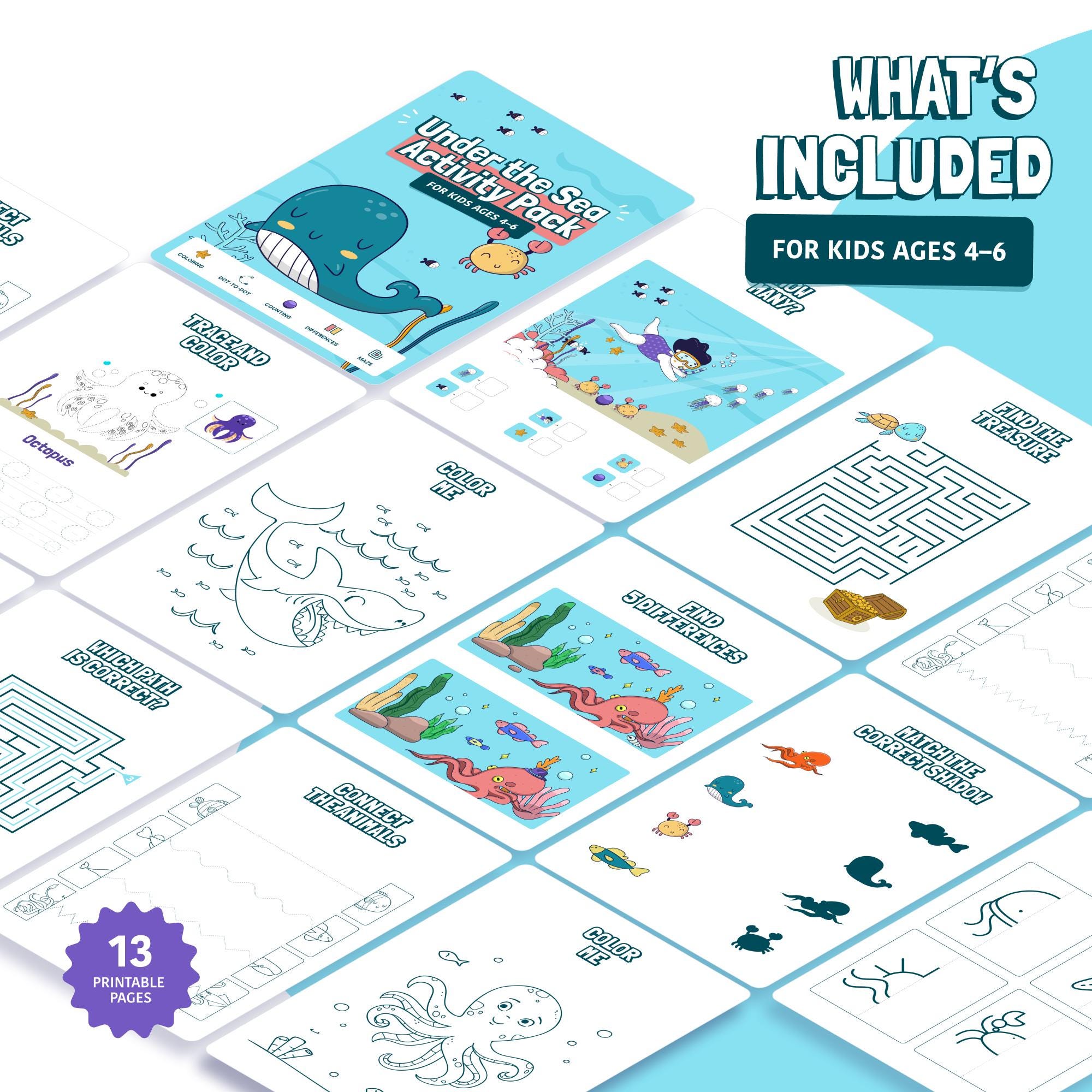 Under the Sea Activity Pack for Kids Ages 4–6 | Printable Preschool ...
