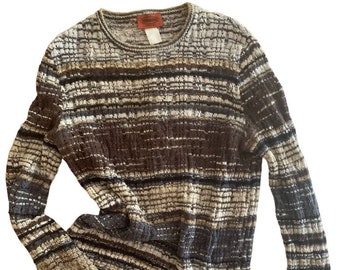 Missoni Tunik Sweater, 1980 Missoni Fashion Knit Top Made In Italy, Long Top, Brown Tones , Missoni Knits M