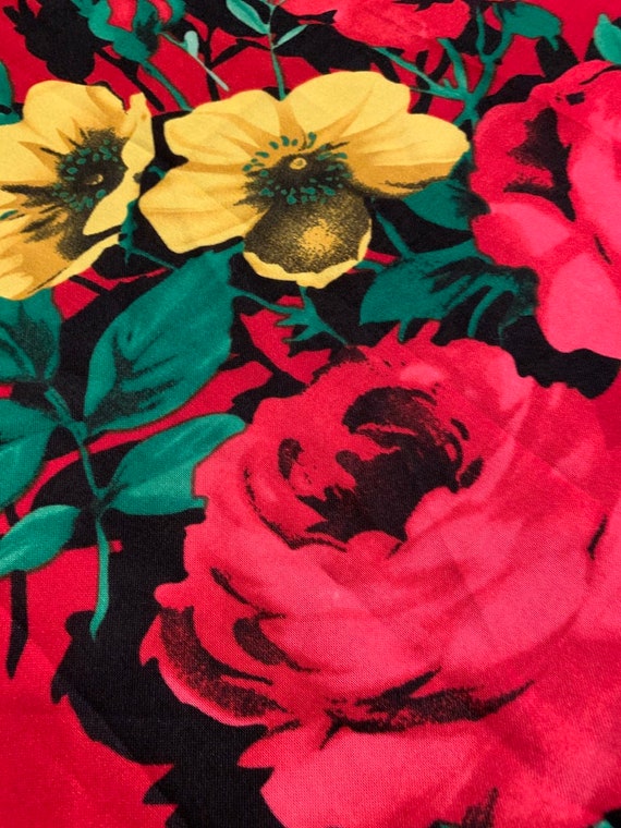 Scarf, Rose Floral Scarf, Vintage 1970 Accessorie… - image 9