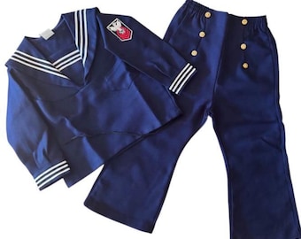 Toddler Nautical Sailor Uniform Set - Traditional Sailor Outfit for Unisex Ages 3T.
