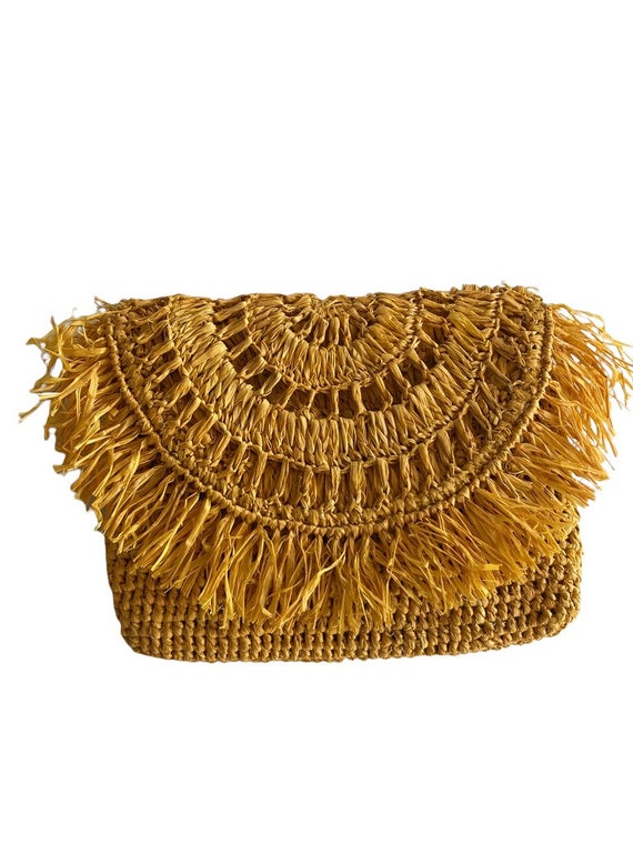 Straw Clutch , Sunflower Yellow Straw Beach Purse,