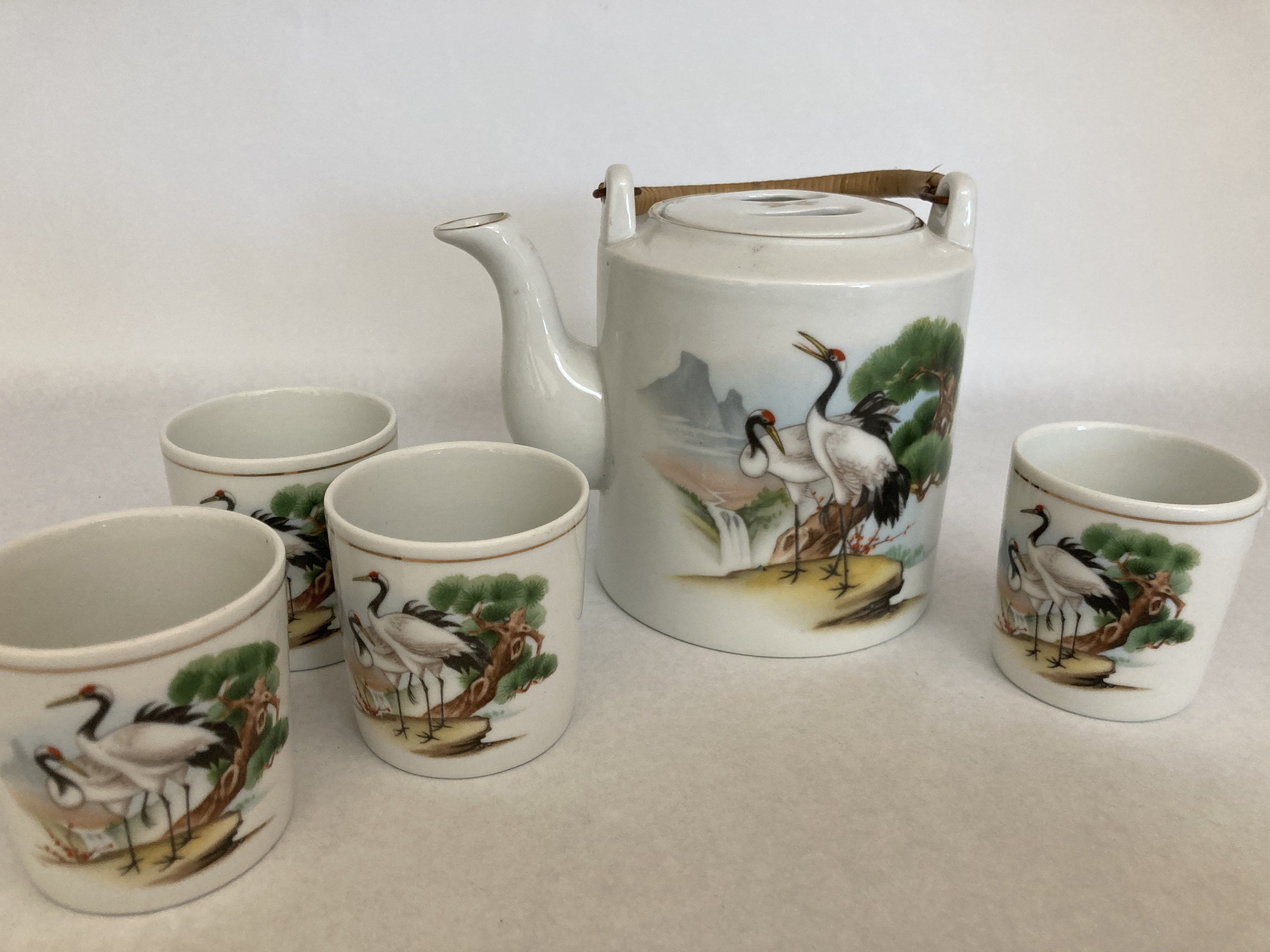 Serving Tea Set Crane Design China Tea Set by Soo Chow Dining Etsy