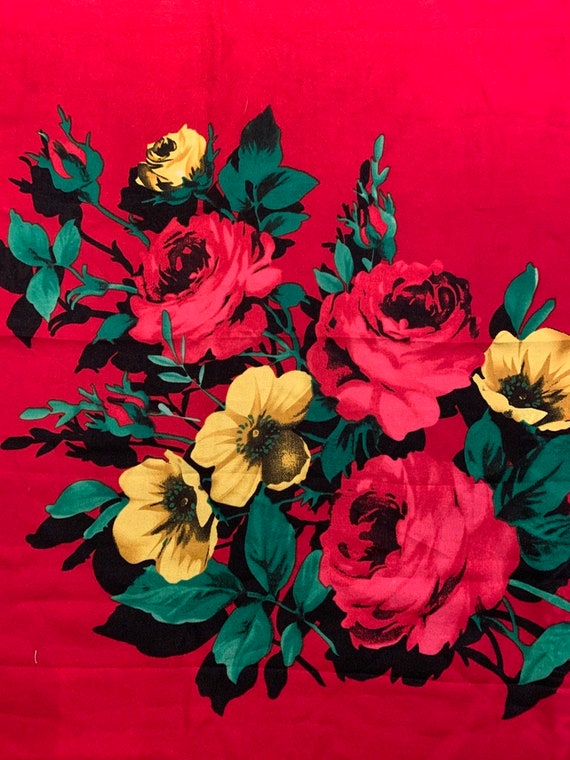 Scarf, Rose Floral Scarf, Vintage 1970 Accessorie… - image 10